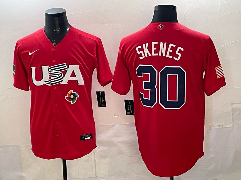 Men 2026 World Cub USA #30 Skenes Red Nike MLB Jersey style 002